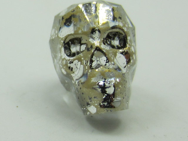 2 Pcs. 19mm SKULL BEAD GOLD PATINA European Rhinestone