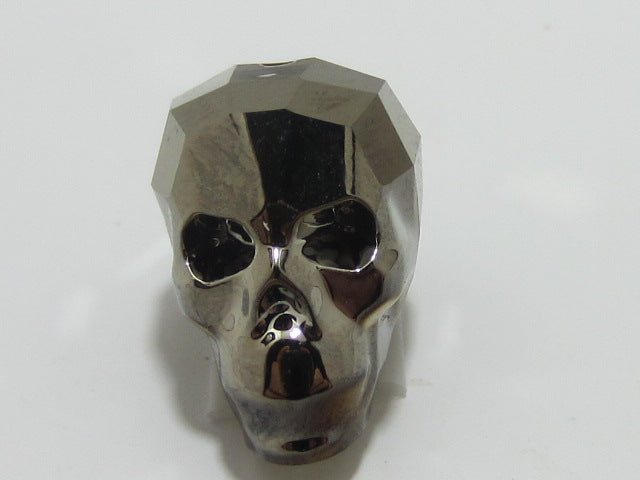 1 Pc. 13mm SKULL BEAD METALLIC LIGHT GOLD 2x European Rhinestone