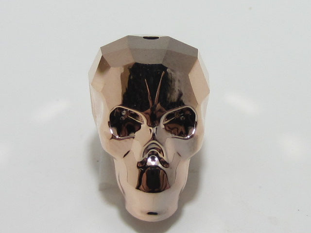 1pc. 13mm SKULL BEAD ROSE GOLD 2x European Rhinestone