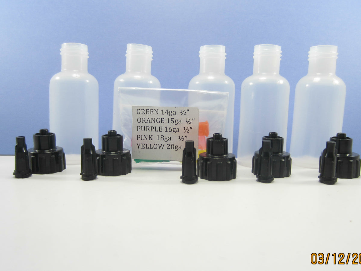 5 Pcs. 1/2oz. GLUE SQUEEZE BOTTLE + 5-1/2" NEEDLES